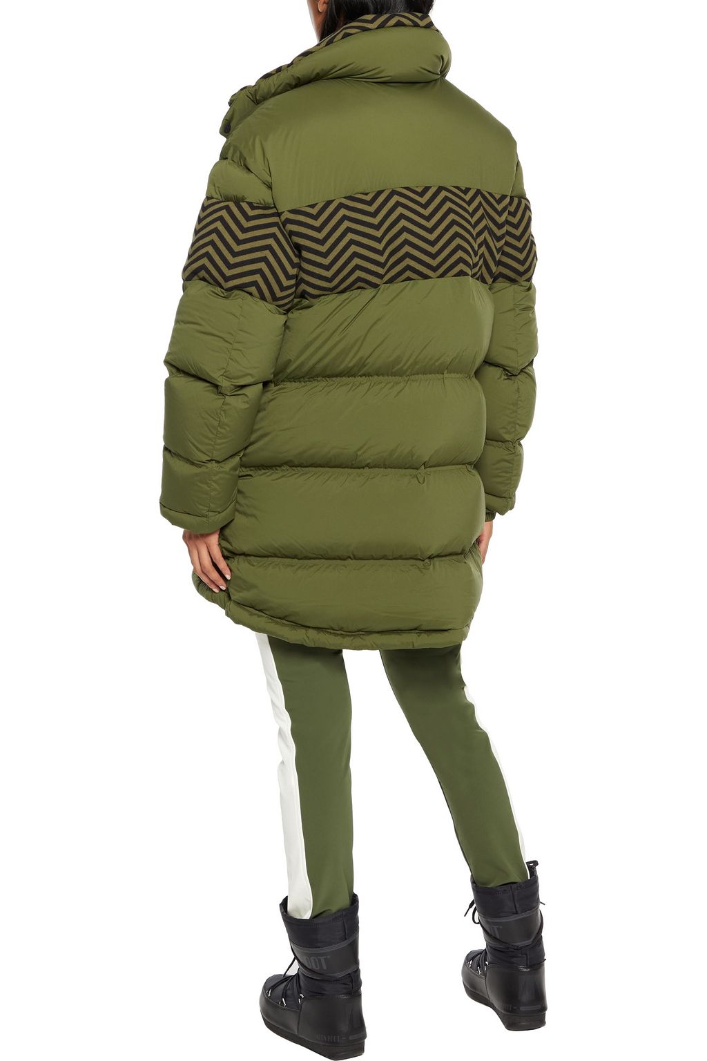 PERFECT MOMENT Polar crochet knit-paneled quilted down ski jacket
