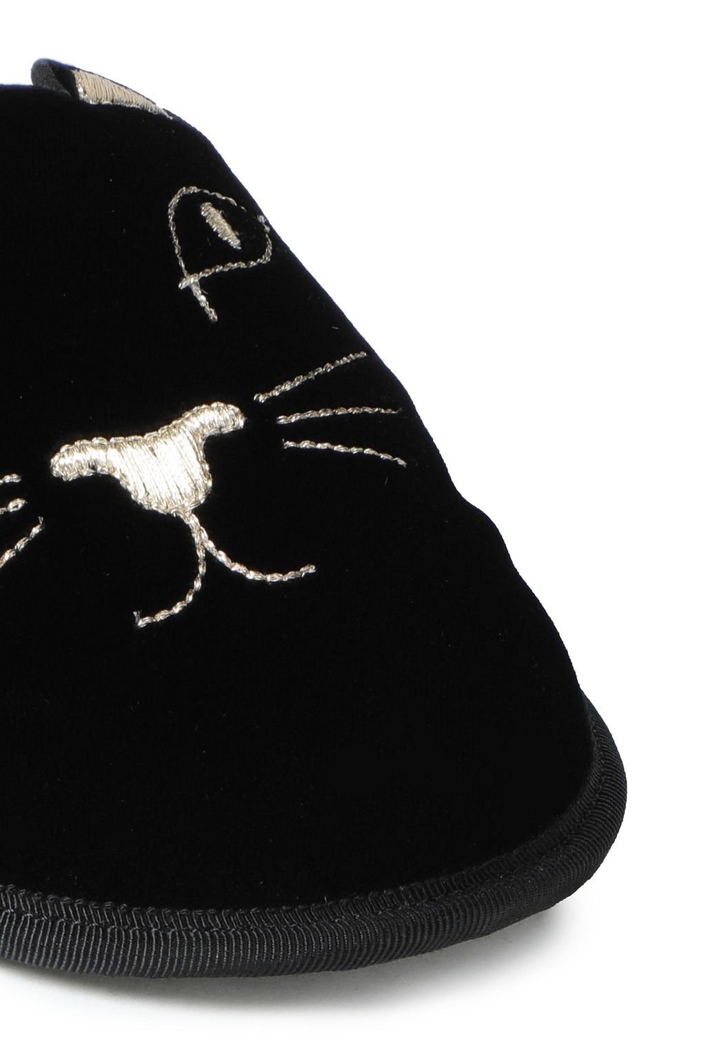 CHARLOTTE OLYMPIA Kitty embroidered velvet slippers