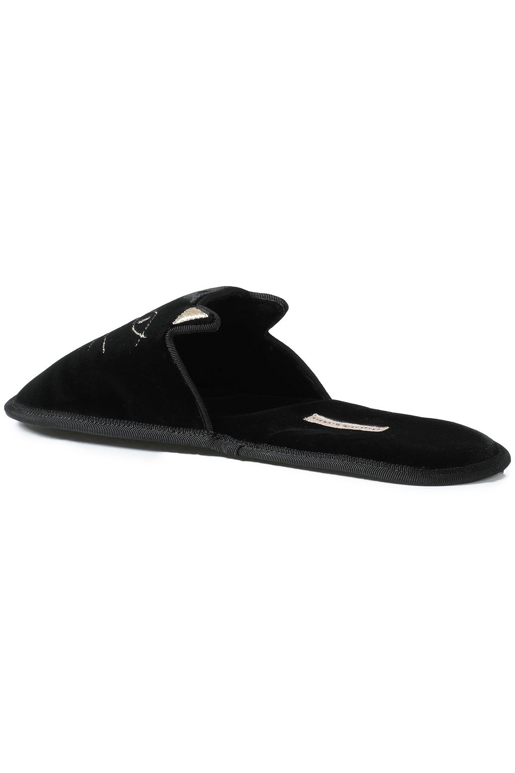 CHARLOTTE OLYMPIA Kitty embroidered velvet slippers
