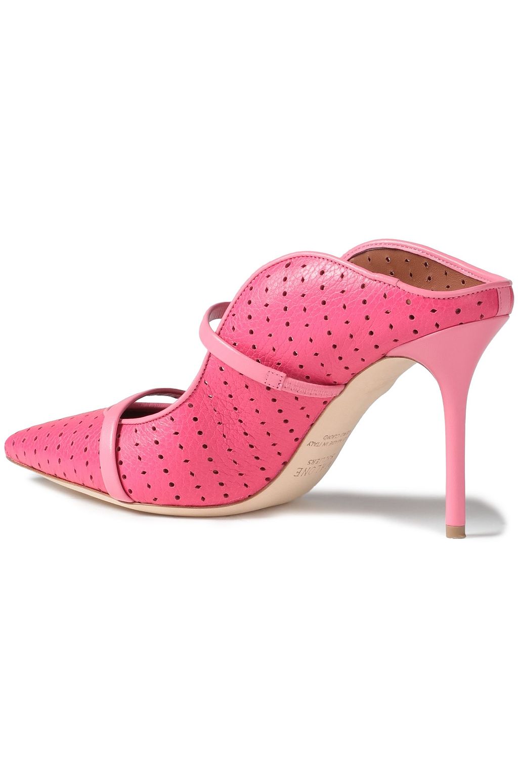 MALONE SOULIERS Maureen 85 perforated textured-leather mules