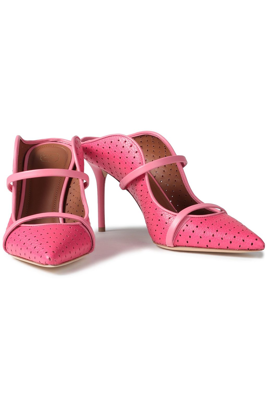 MALONE SOULIERS Maureen 85 perforated textured-leather mules
