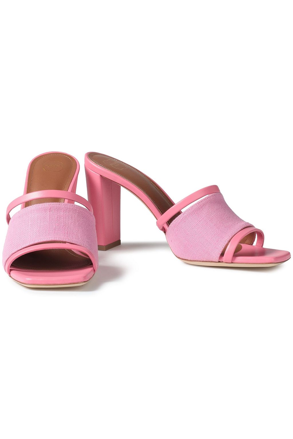 MALONE SOULIERS Demi 85 leather-trimmed canvas mules