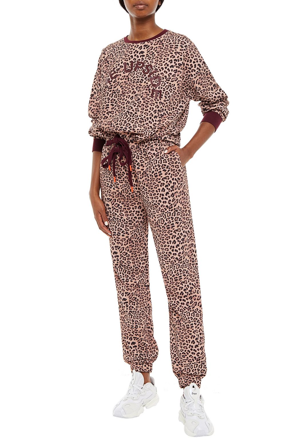 THE UPSIDE Major leopard-print French cotton-terry track pants