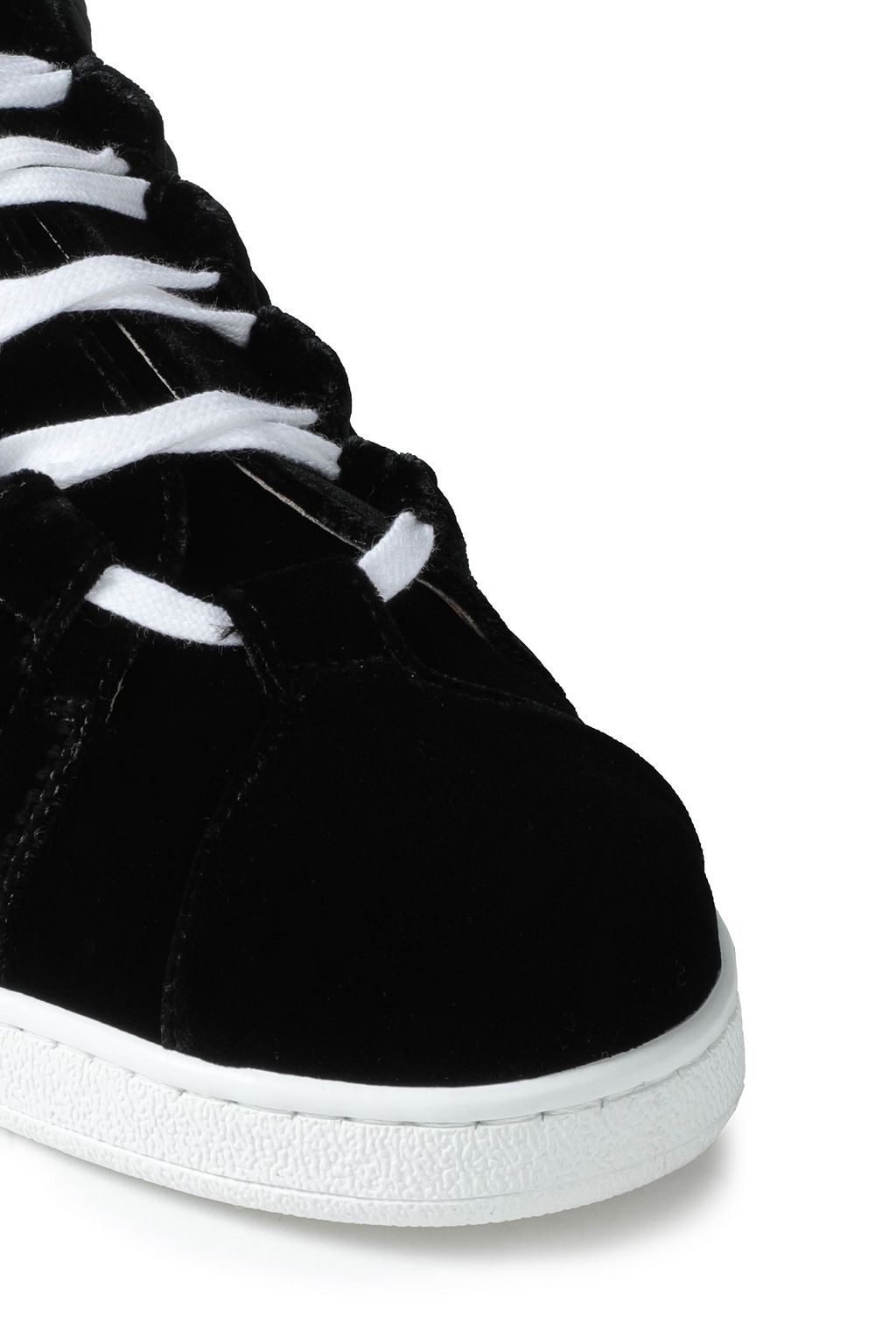 CHARLOTTE OLYMPIA Leather-trimmed crinkled-velvet sneakers