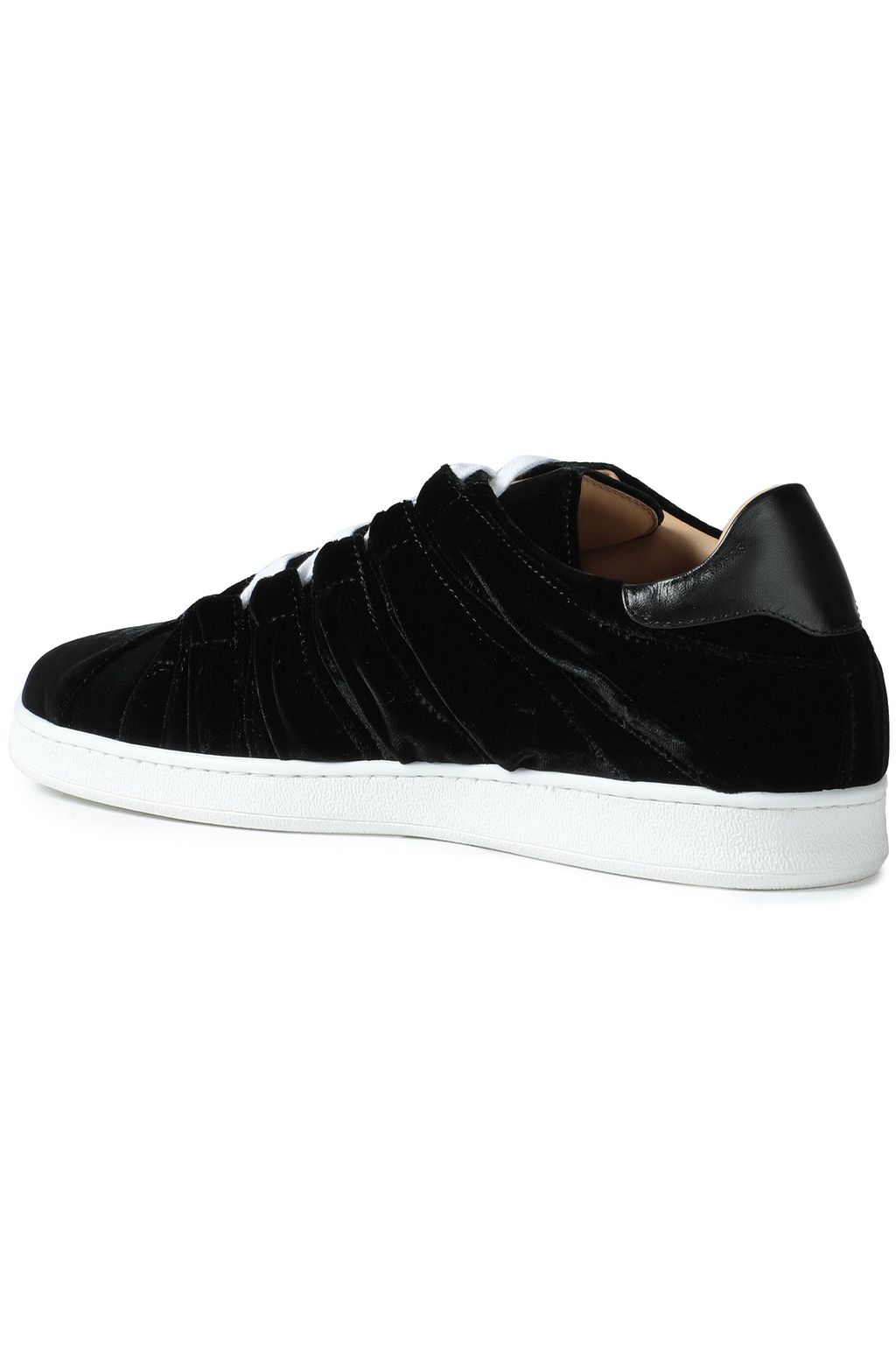 CHARLOTTE OLYMPIA Leather-trimmed crinkled-velvet sneakers