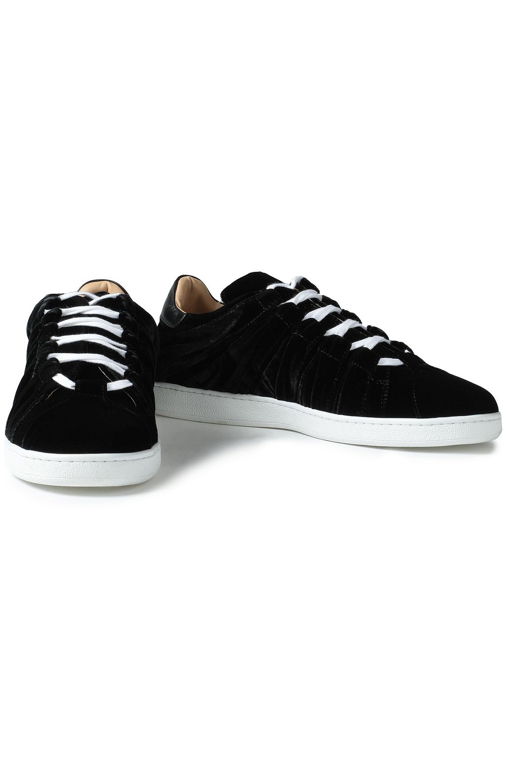 CHARLOTTE OLYMPIA Leather-trimmed crinkled-velvet sneakers