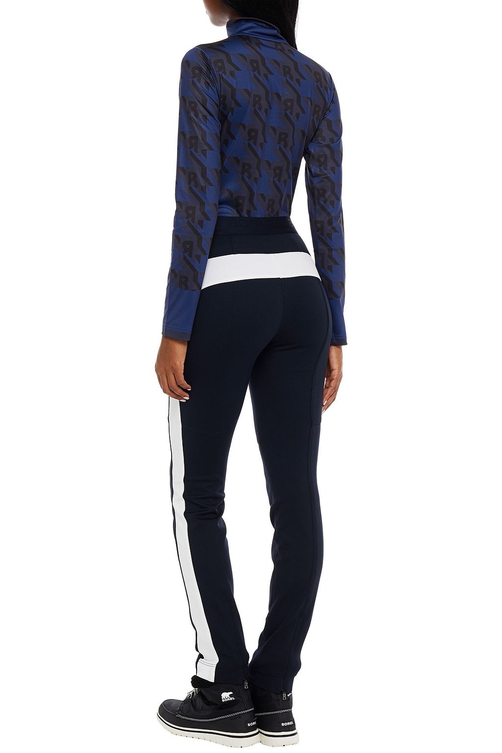 BOGNER Beline houndstooth stretch turtleneck top
