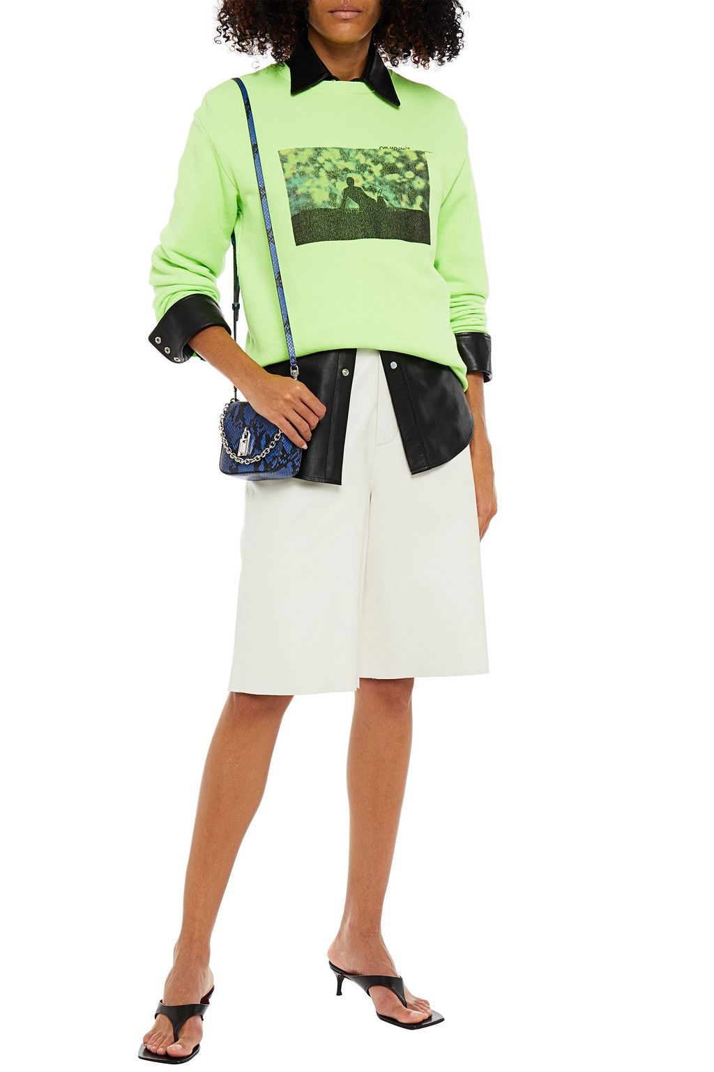 OFF-WHITE™ Printed neon French cotton-terry sweatshirt