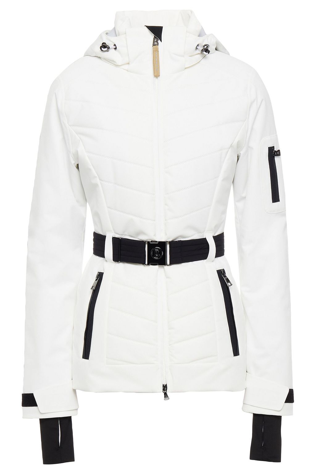 white belted ski jacket