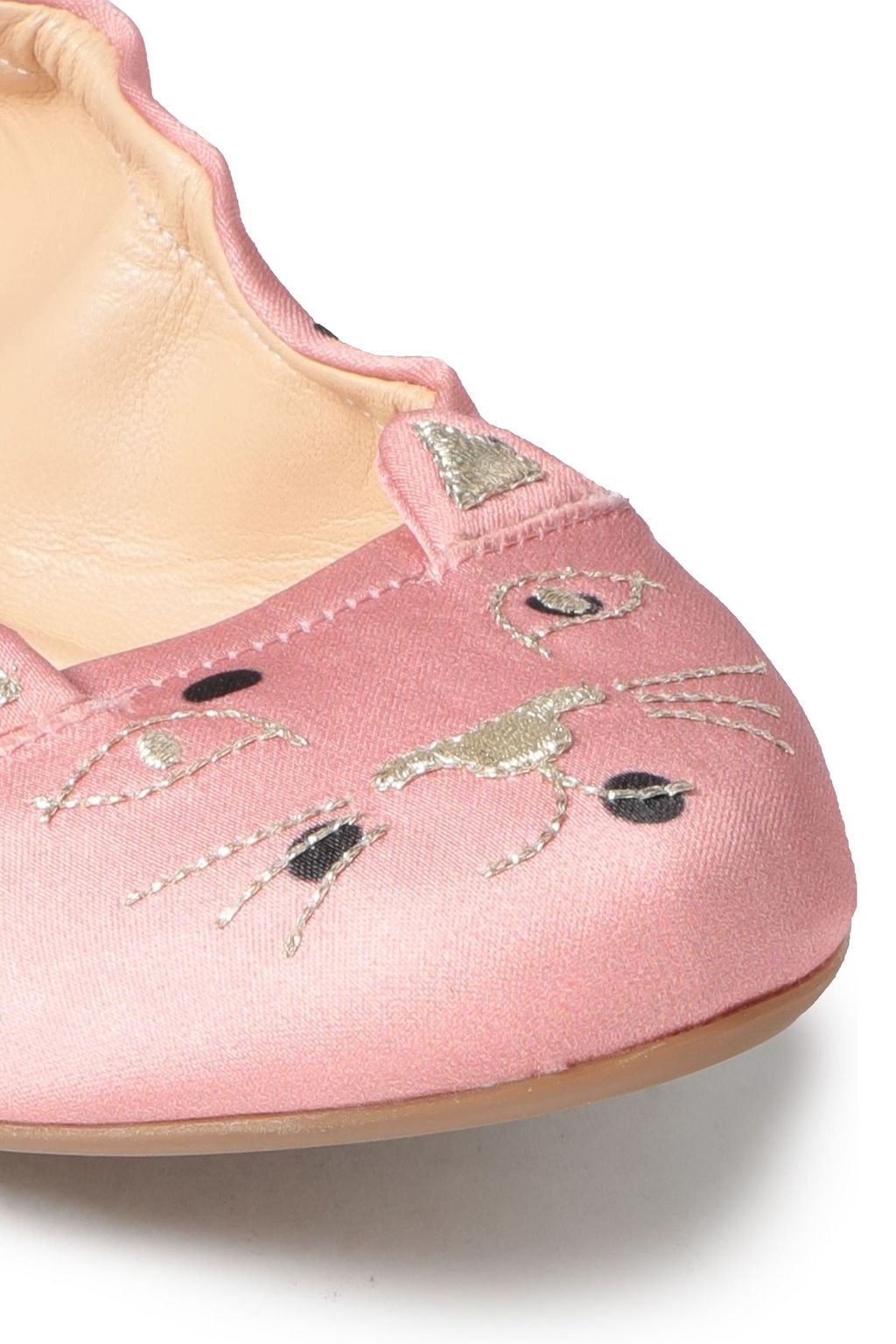 CHARLOTTE OLYMPIA Embroidered polka-dot satin ballet flats