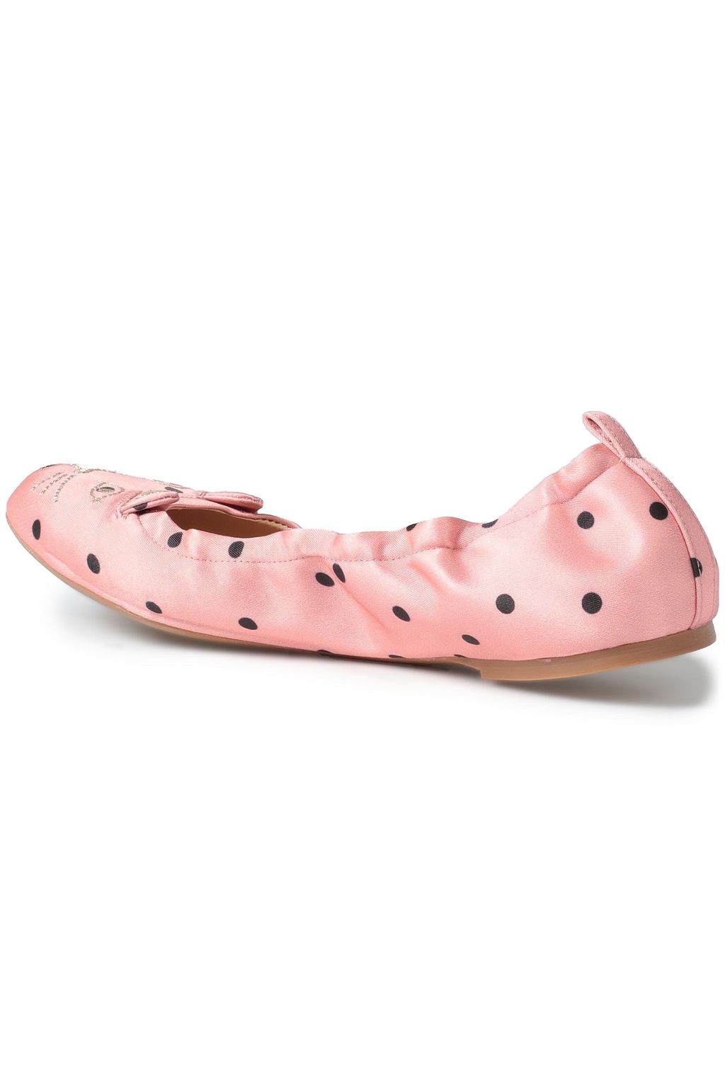 CHARLOTTE OLYMPIA Embroidered polka-dot satin ballet flats