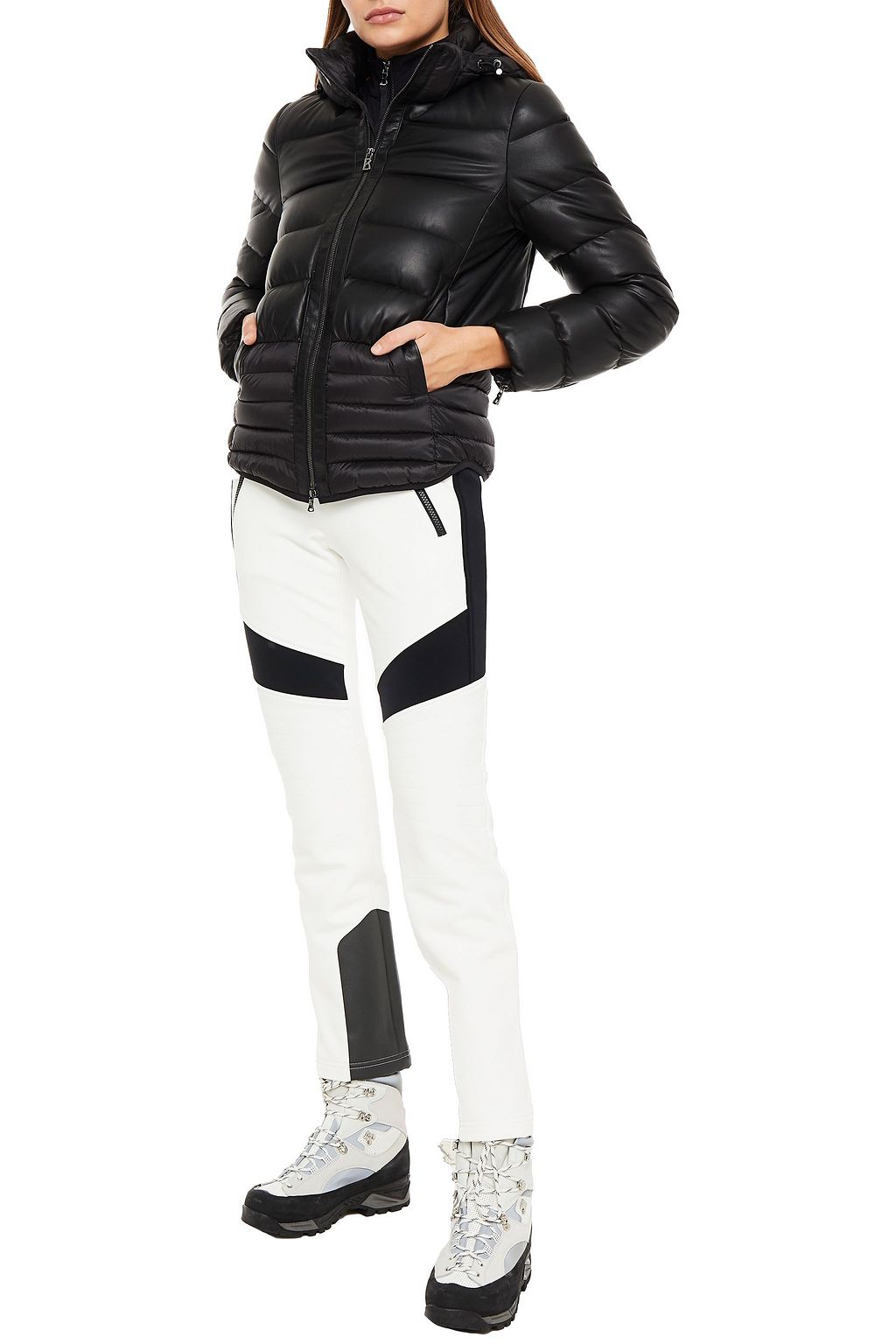 BOGNER キルティングレザー フード付きダウンジャケット