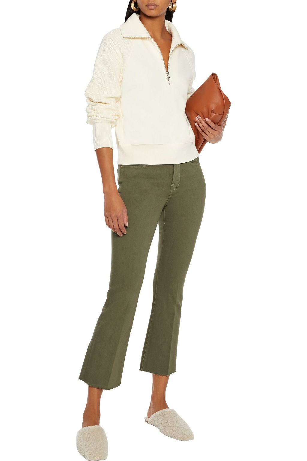FRAME Le Crop Mini Boot frayed high-rise kick-flare jeans