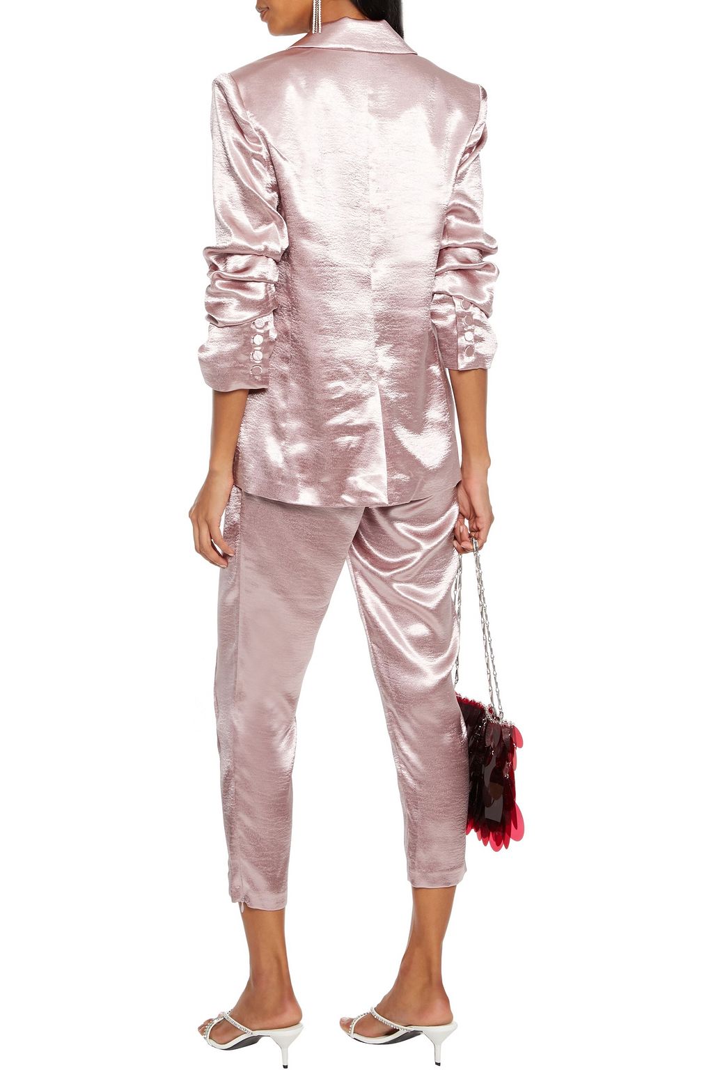 CINQ À SEPT Adalie cropped hammered-satin tapered pants