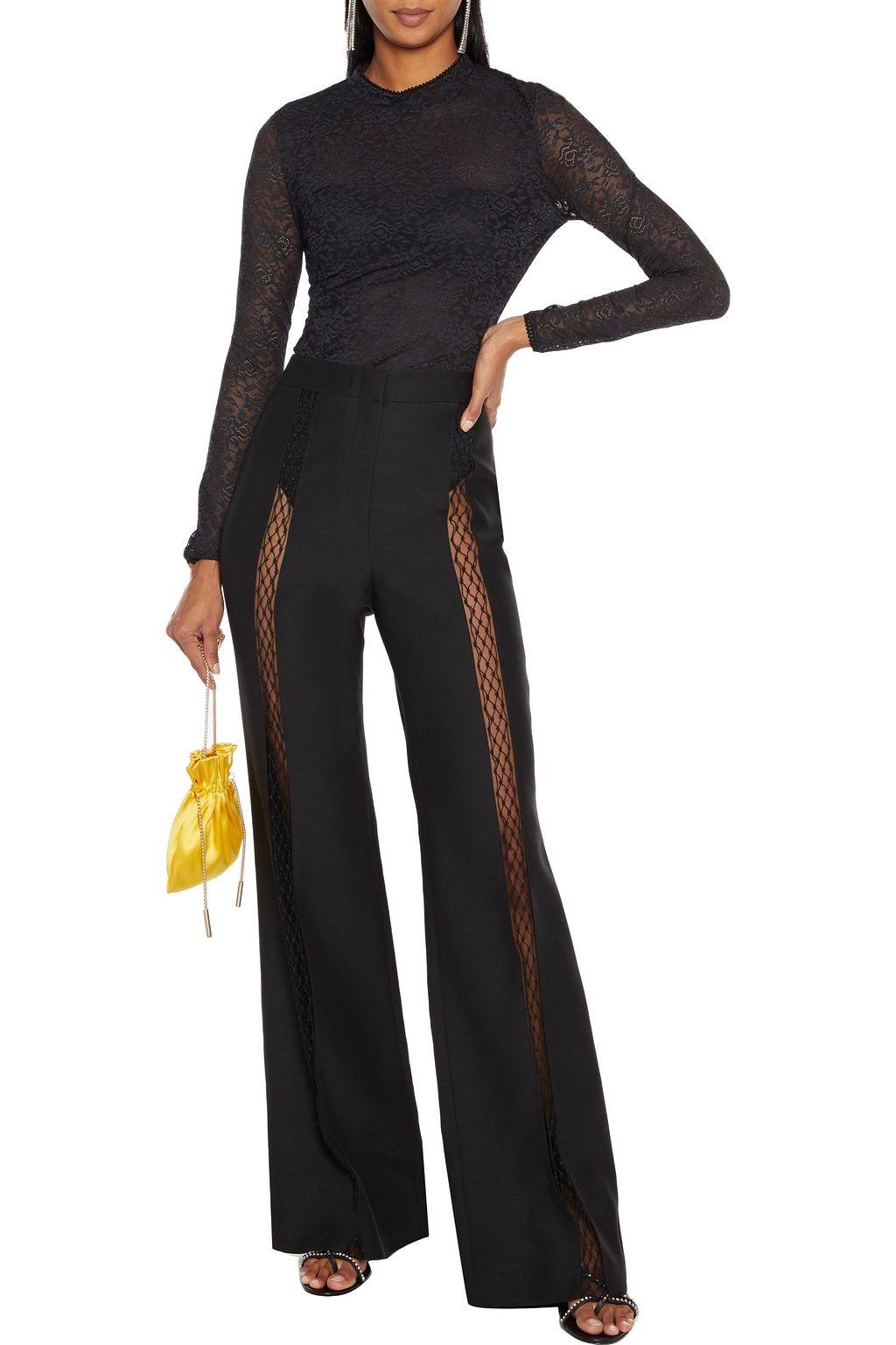 SIMKHAI Rickrack-trimmed stretch-lace bodysuit