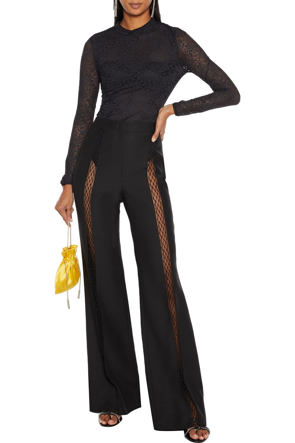 Jonathan Simkhai Rickrack-trimmed Stretch-lace Bodysuit In Black