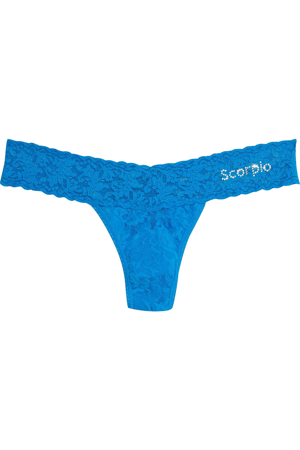 hanky panky - zodiac crystal-embellished stretch-lace low-rise thong - blue - onesize