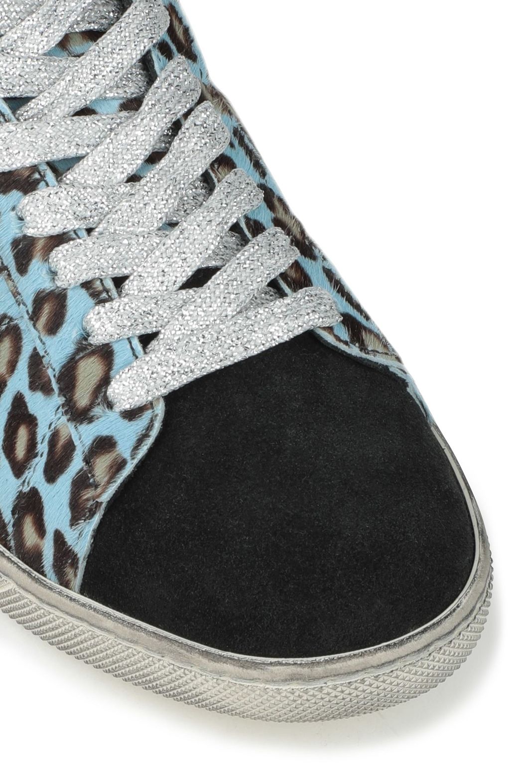 AMIRI Leopard-print calf hair-paneled suede sneakers