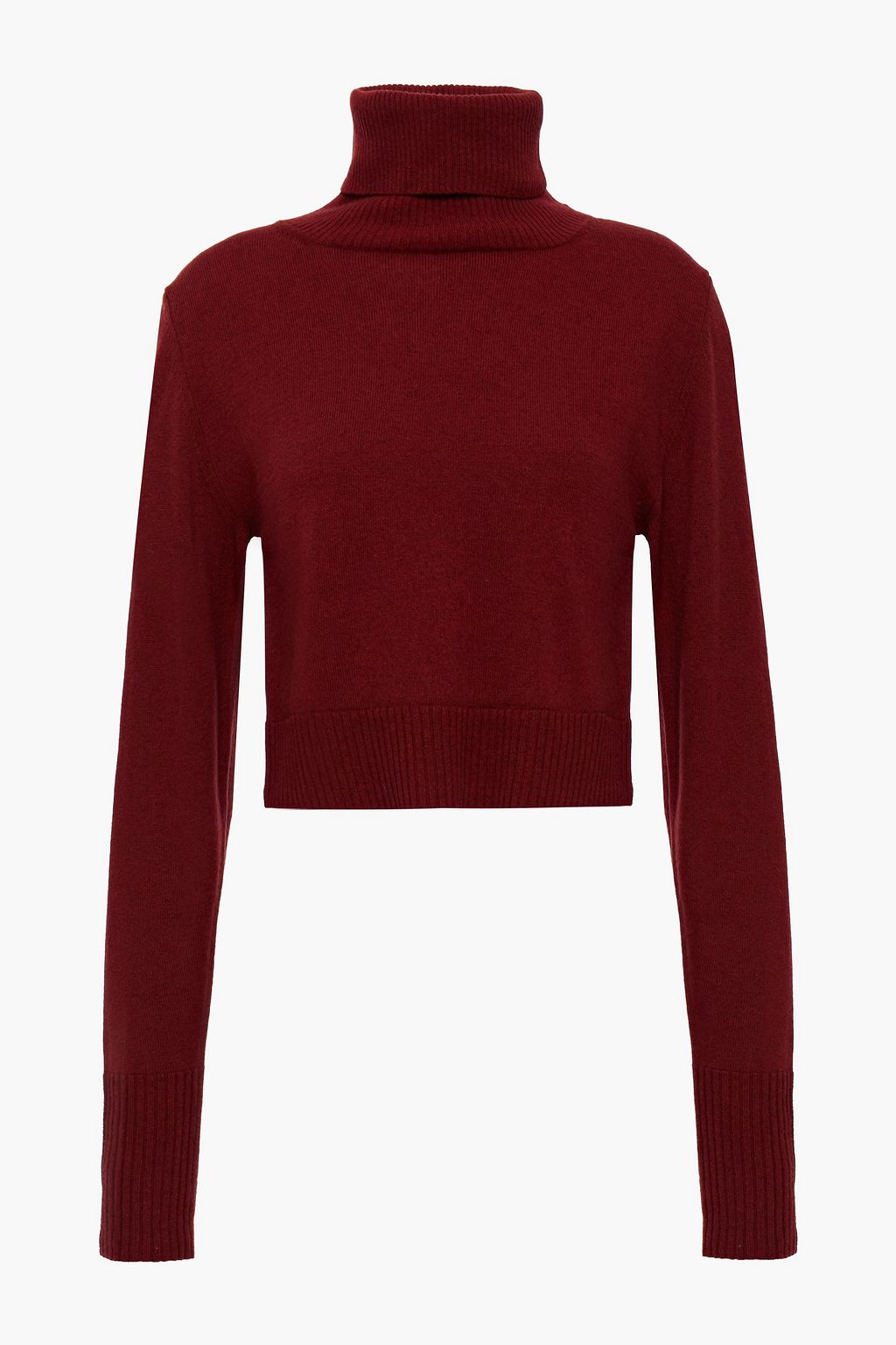red cropped turtleneck sweater