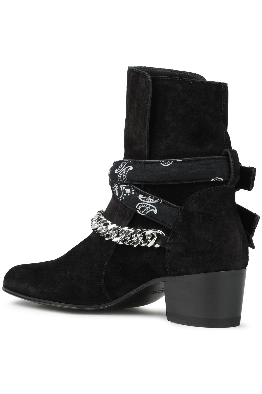 AMIRI Chain-embellished buckled suede ankle boots