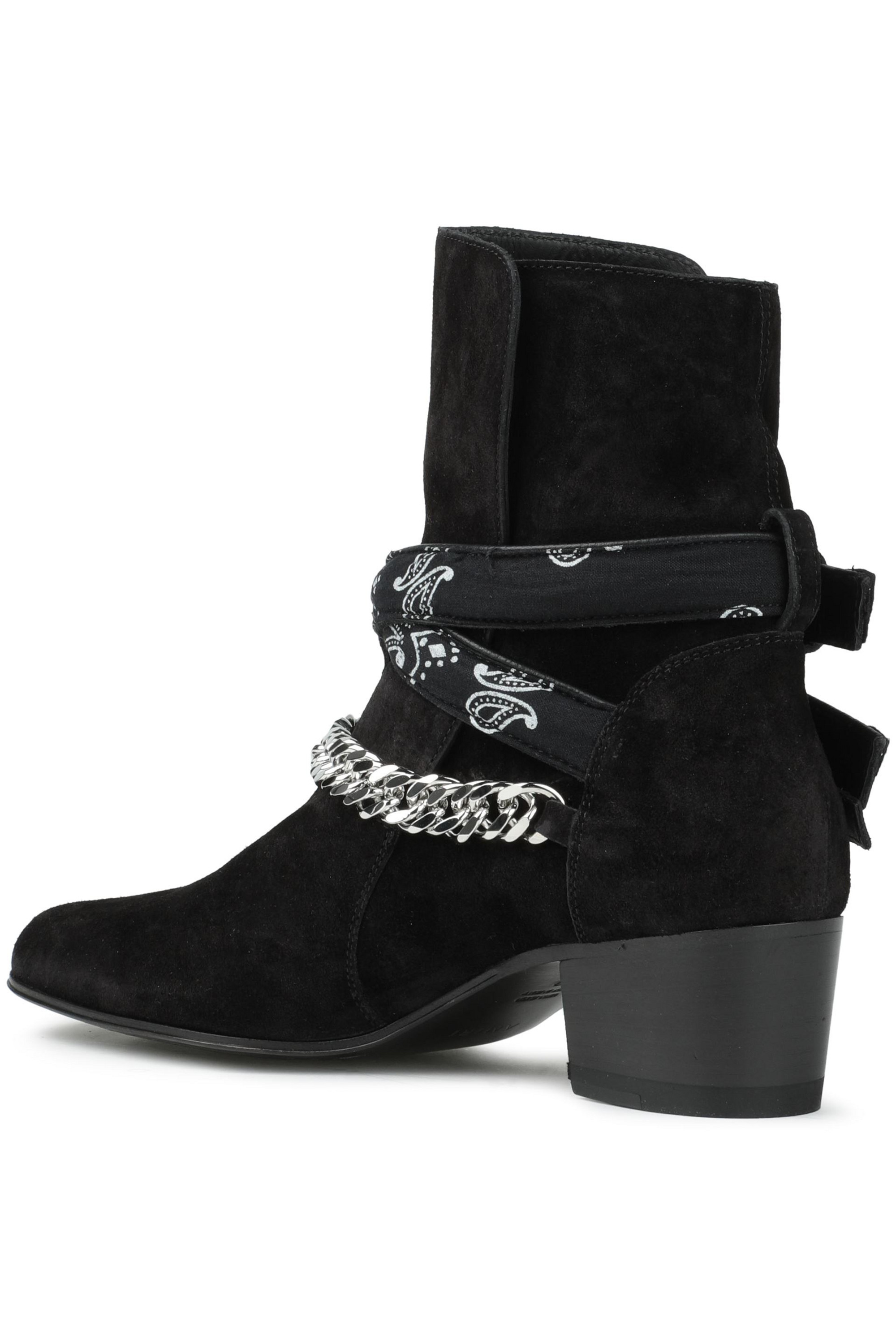 AMIRI Chain-embellished buckled suede ankle boots thumbnail