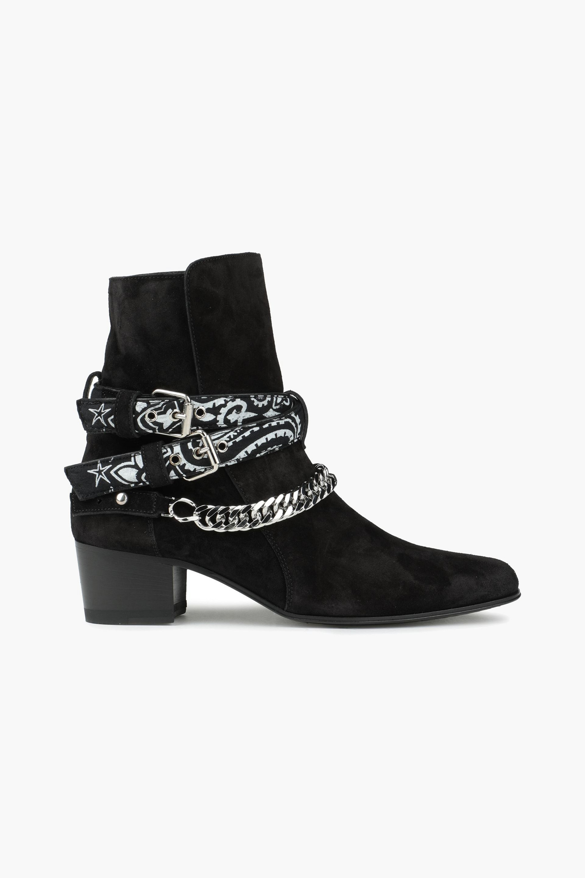 AMIRI Chain-embellished buckled suede ankle boots