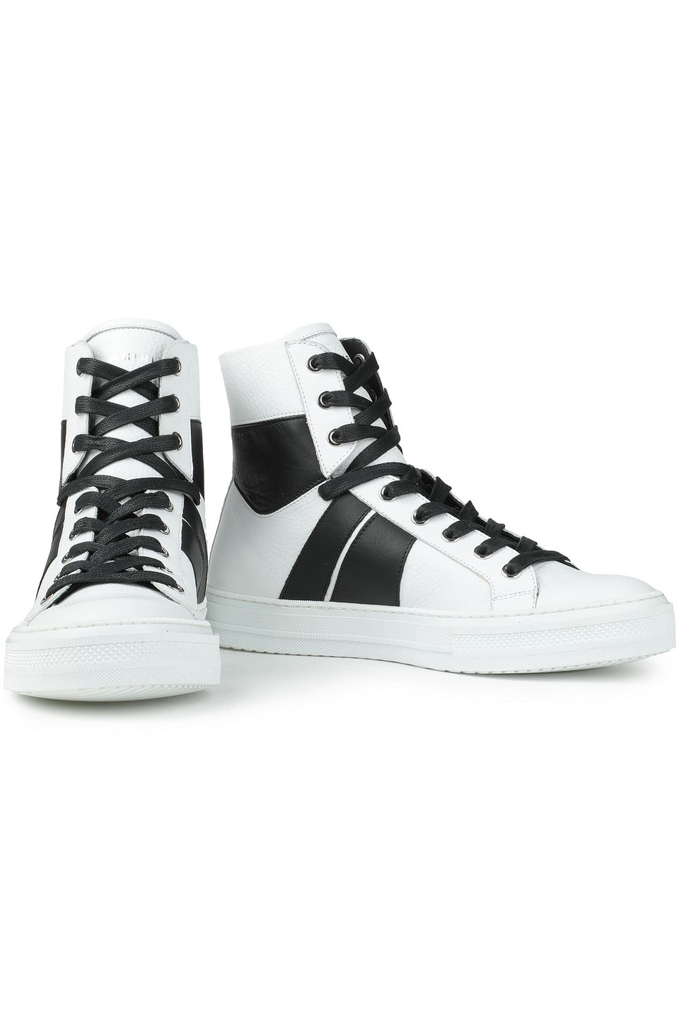 Amiri Two-tone Metallic Textured-leather High-top Trainers In White