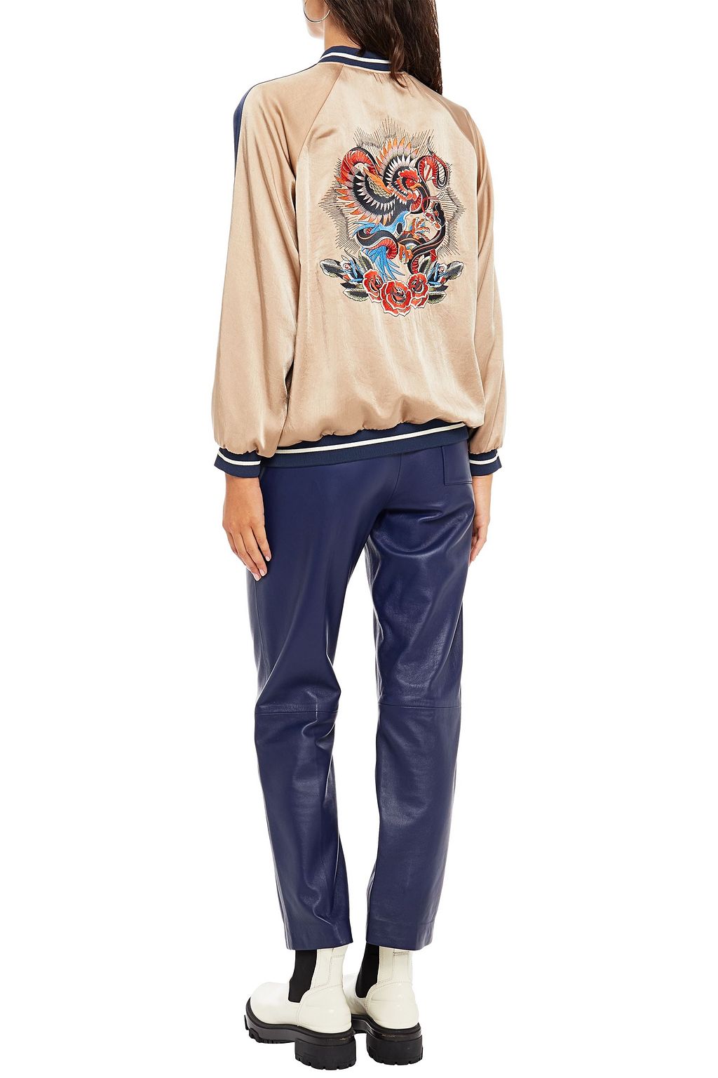 REDVALENTINO Embroidered satin bomber jacket