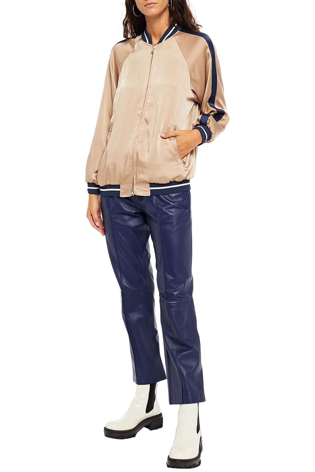 REDVALENTINO Embroidered satin bomber jacket