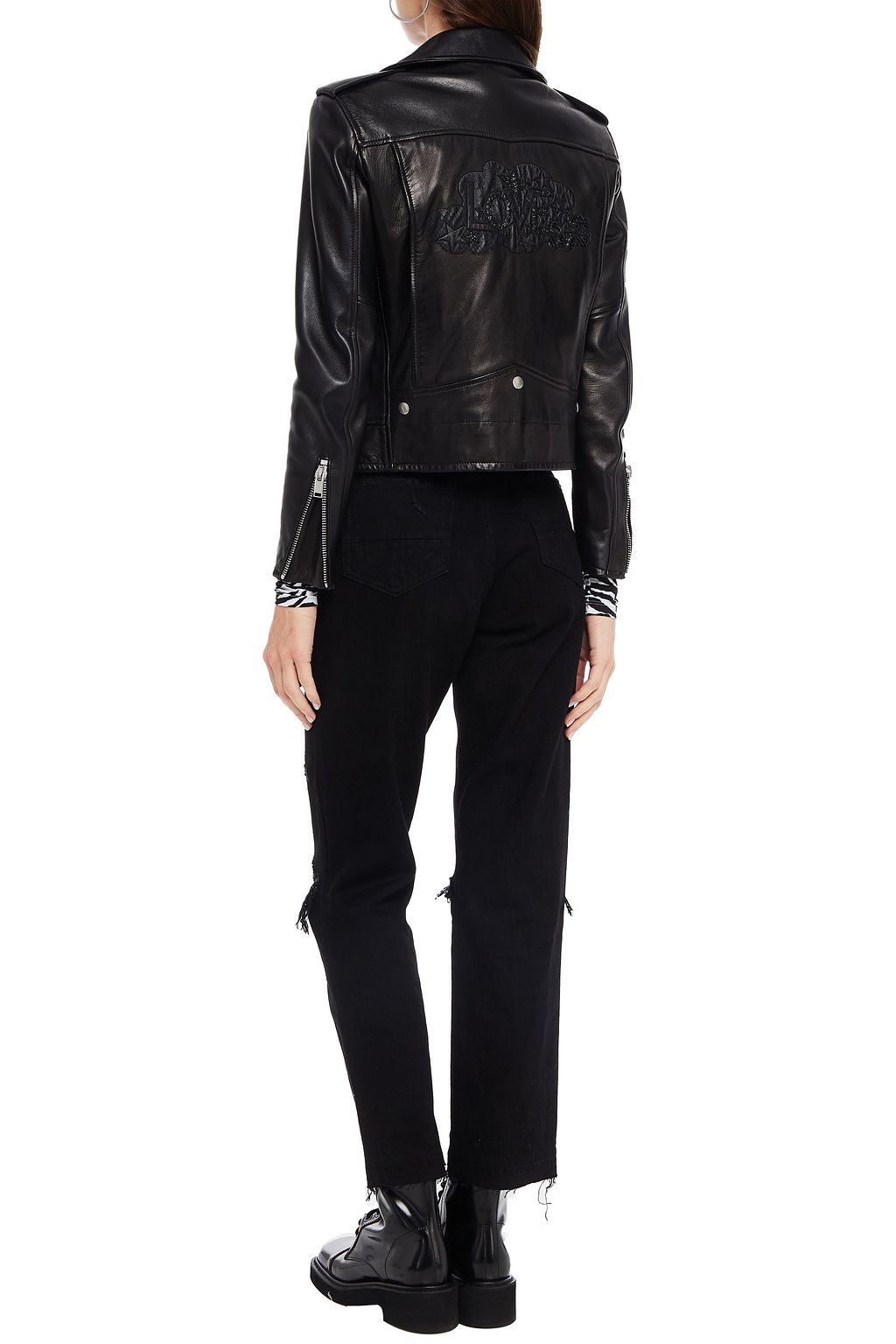 AMIRI Distressed faded high-rise straight-leg jeans