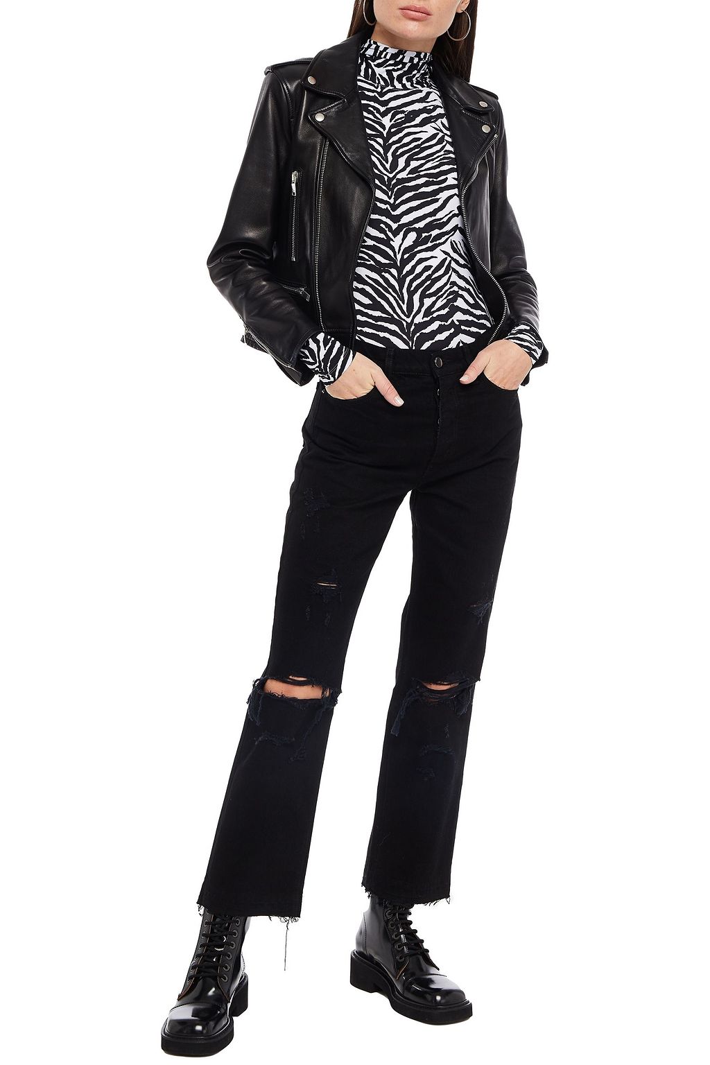 AMIRI Distressed faded high-rise straight-leg jeans
