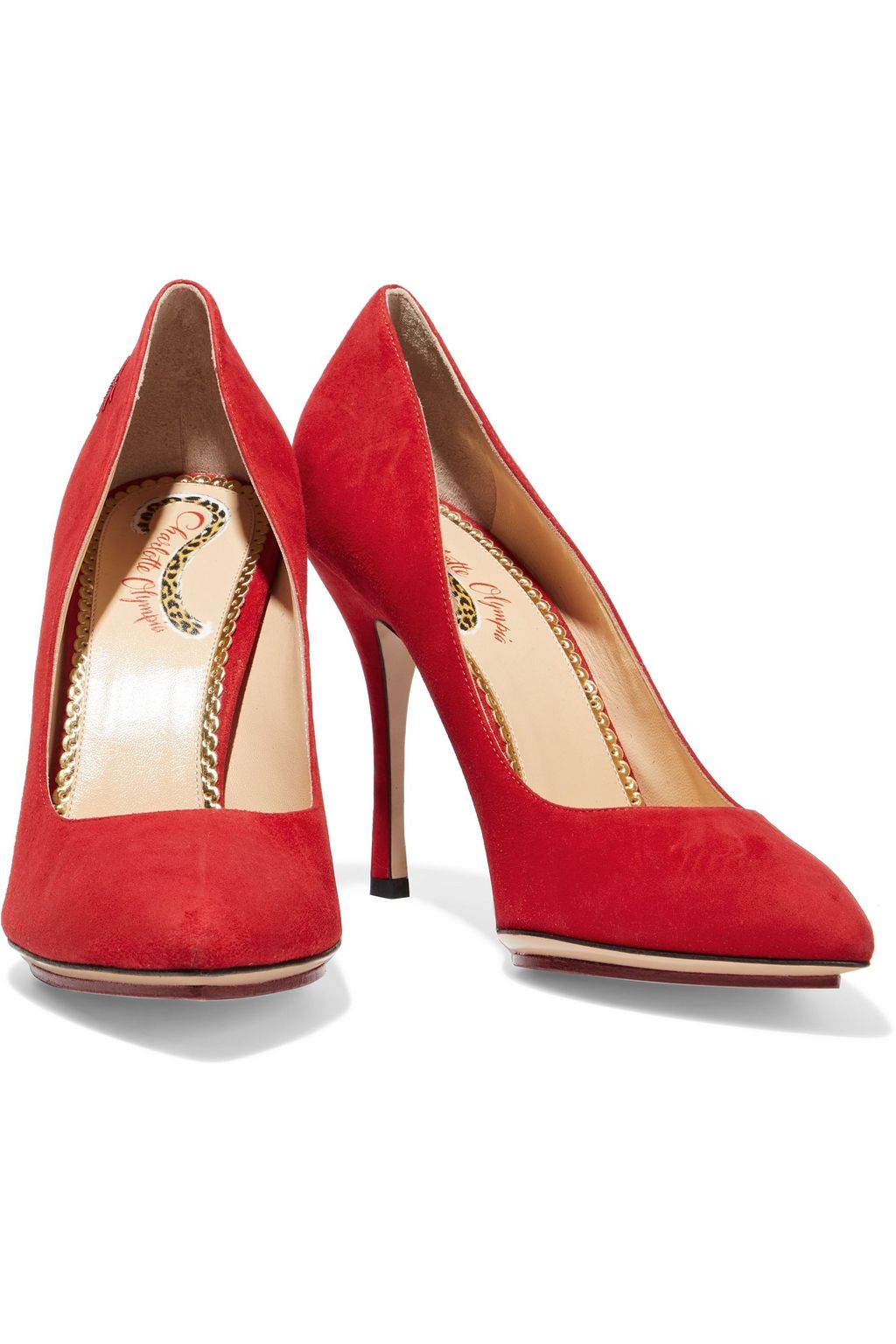 CHARLOTTE OLYMPIA Bacall embroidered suede pumps