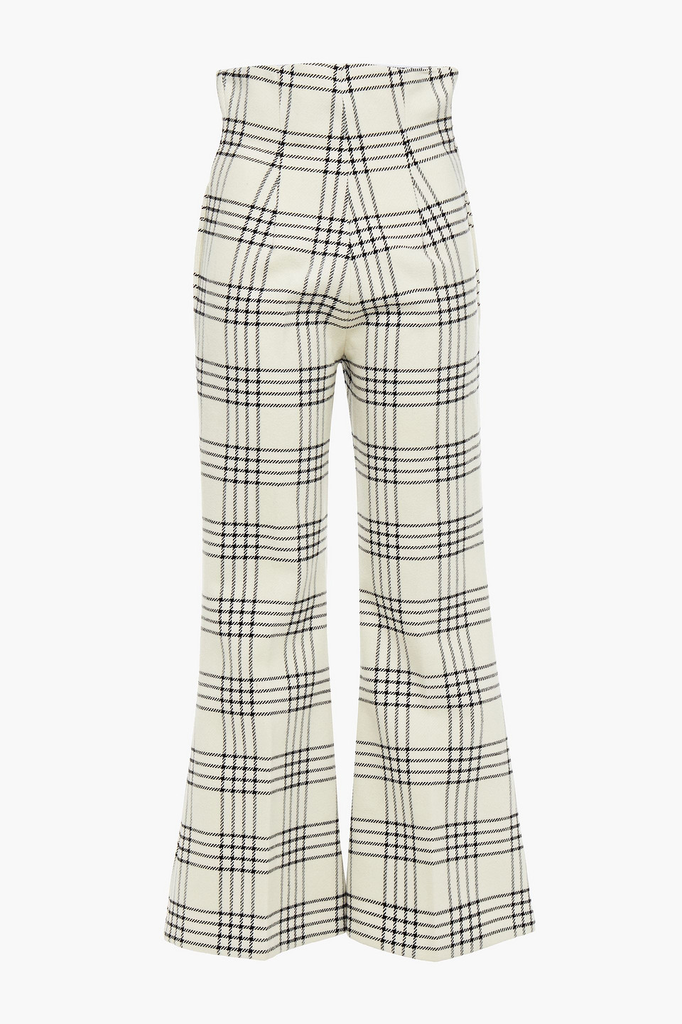 Sara Battaglia Woman Checked Twill Flared Pants Ivory Size 46