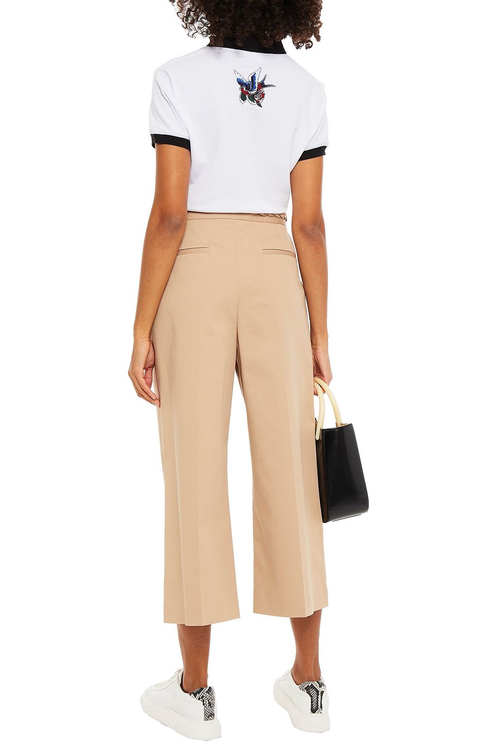 REDVALENTINO Cropped cotton-blend gabardine wide-leg pants