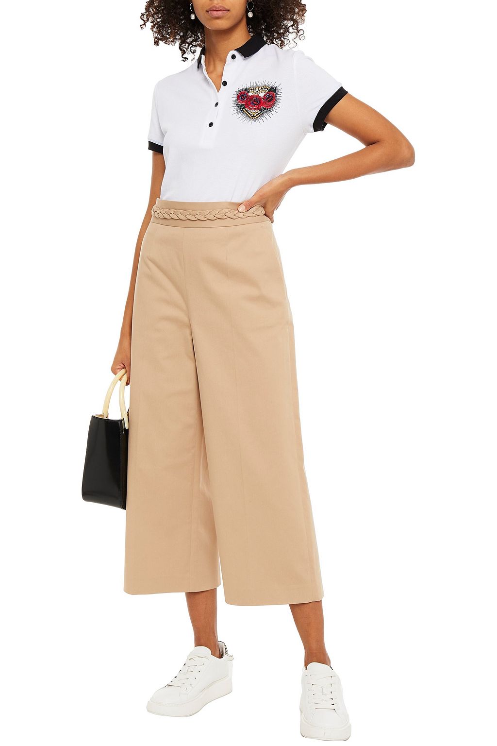 REDVALENTINO Cropped cotton-blend gabardine wide-leg pants