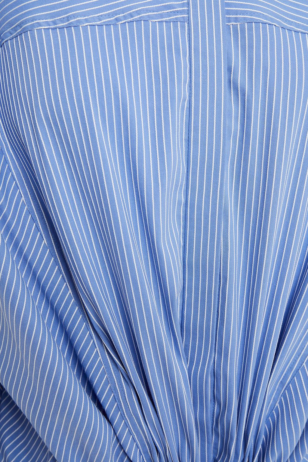 SARA BATTAGLIA Gathered striped cotton-blend poplin shirt