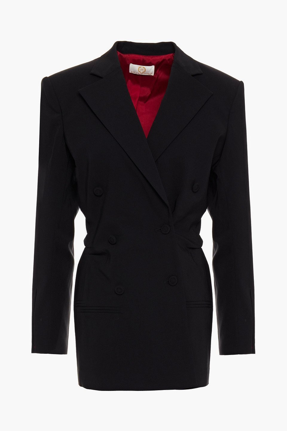 Sara Battaglia Woman Double-breasted Twill Blazer Black Size 44