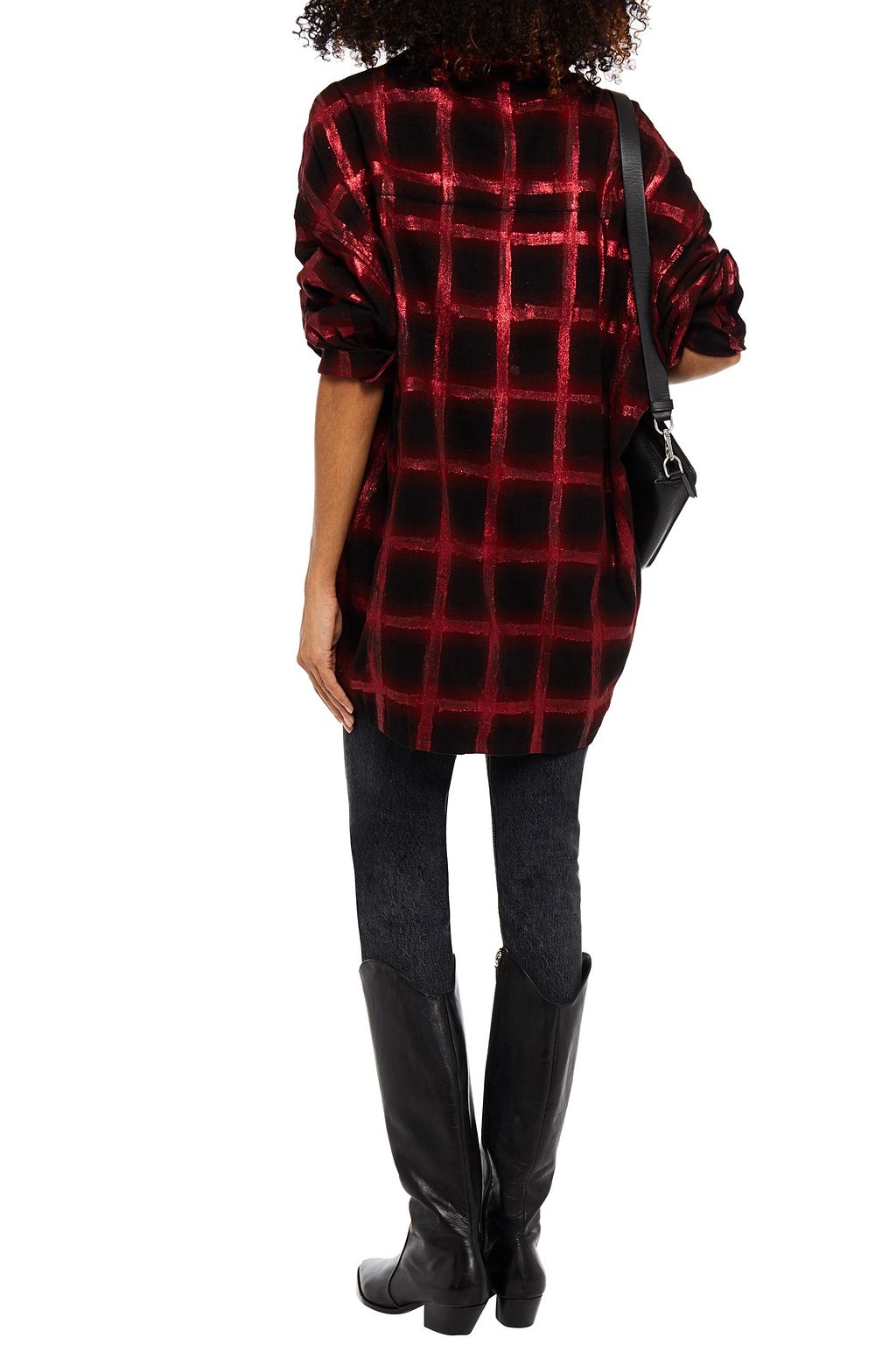 AMIRI Glittered checked cotton-flannel shirt