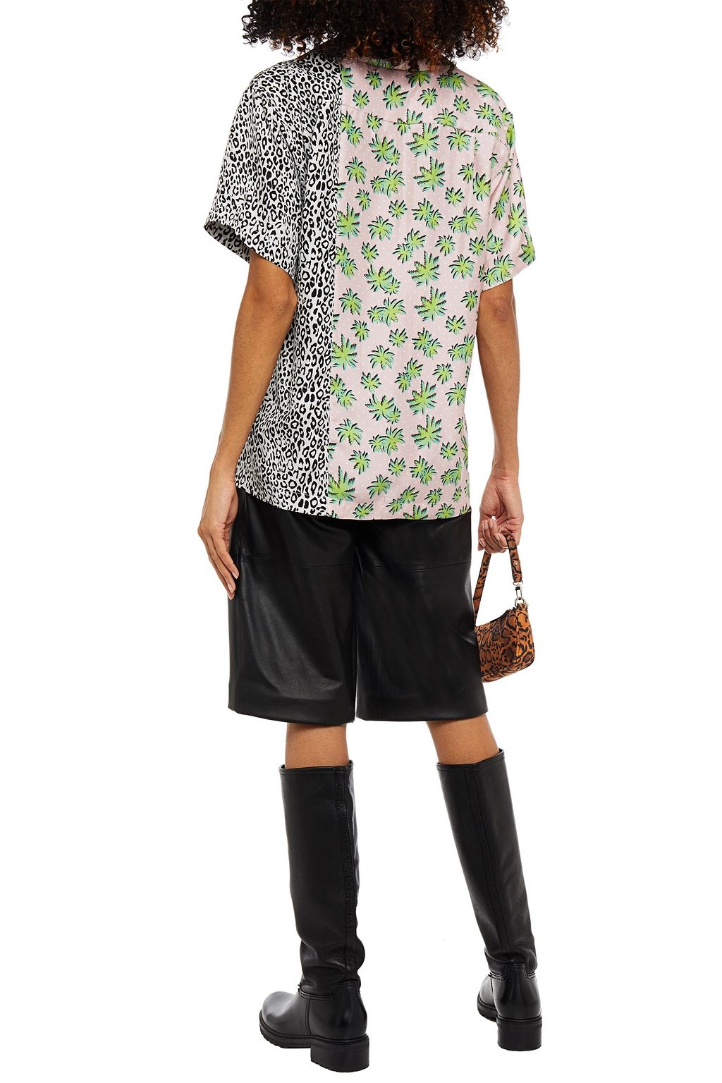 AMIRI Paneled printed silk-twill shirt