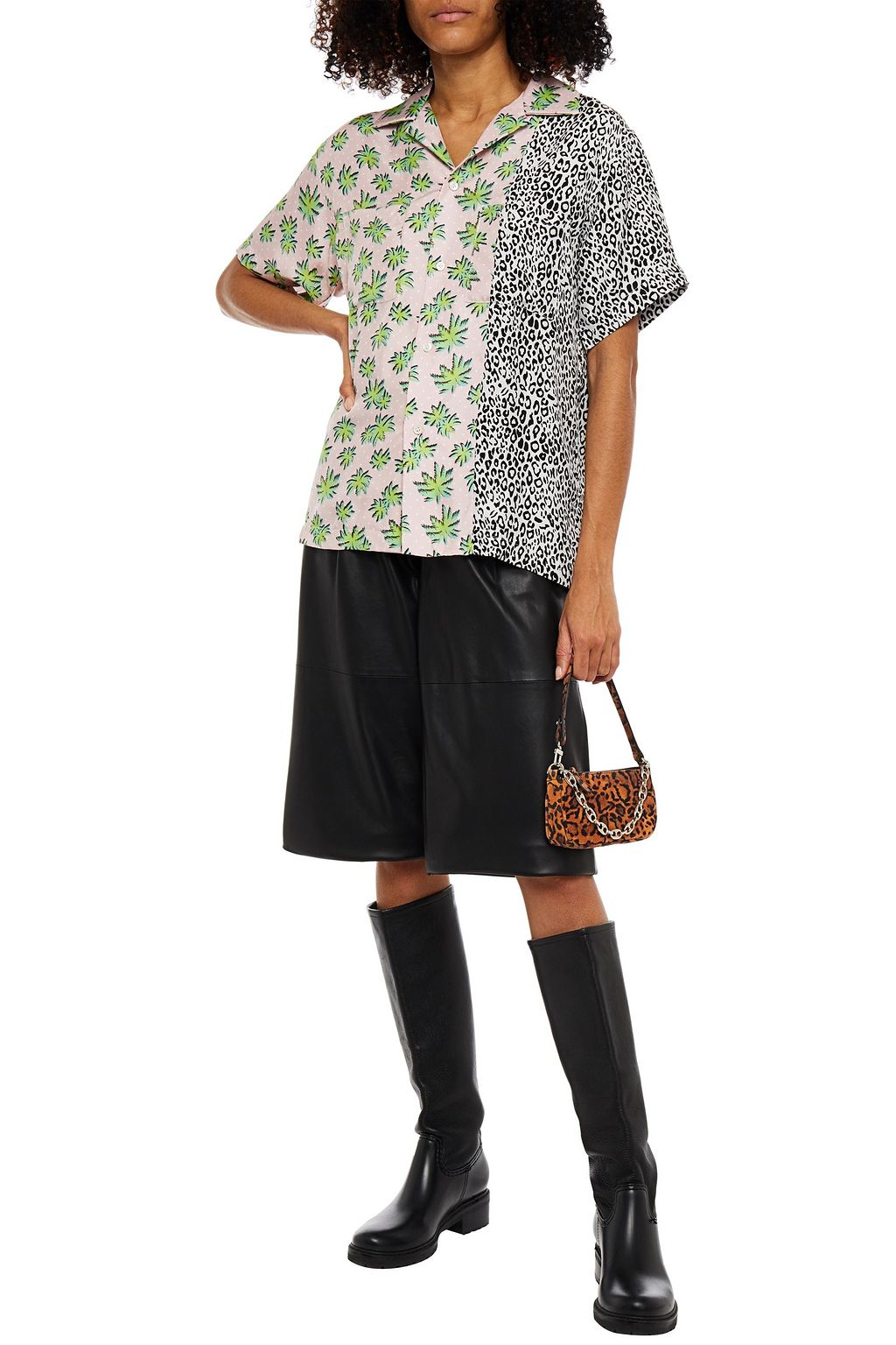 AMIRI Paneled printed silk-twill shirt