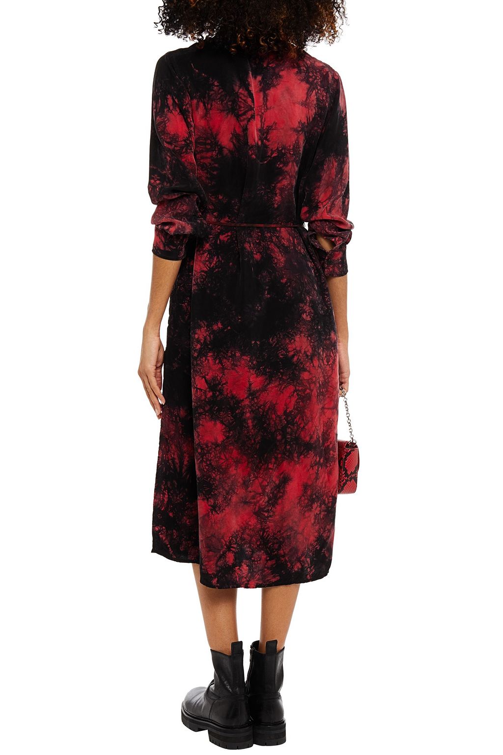 AMIRI Tie-dyed washed-cupro midi shirt dress