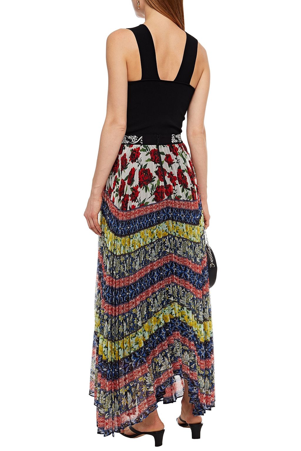 ALICE + OLIVIA Pleated printed georgette midi skirt