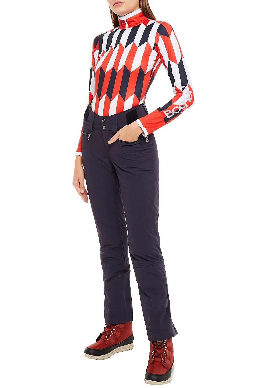 BOGNER Beline printed stretch-jersey turtleneck top