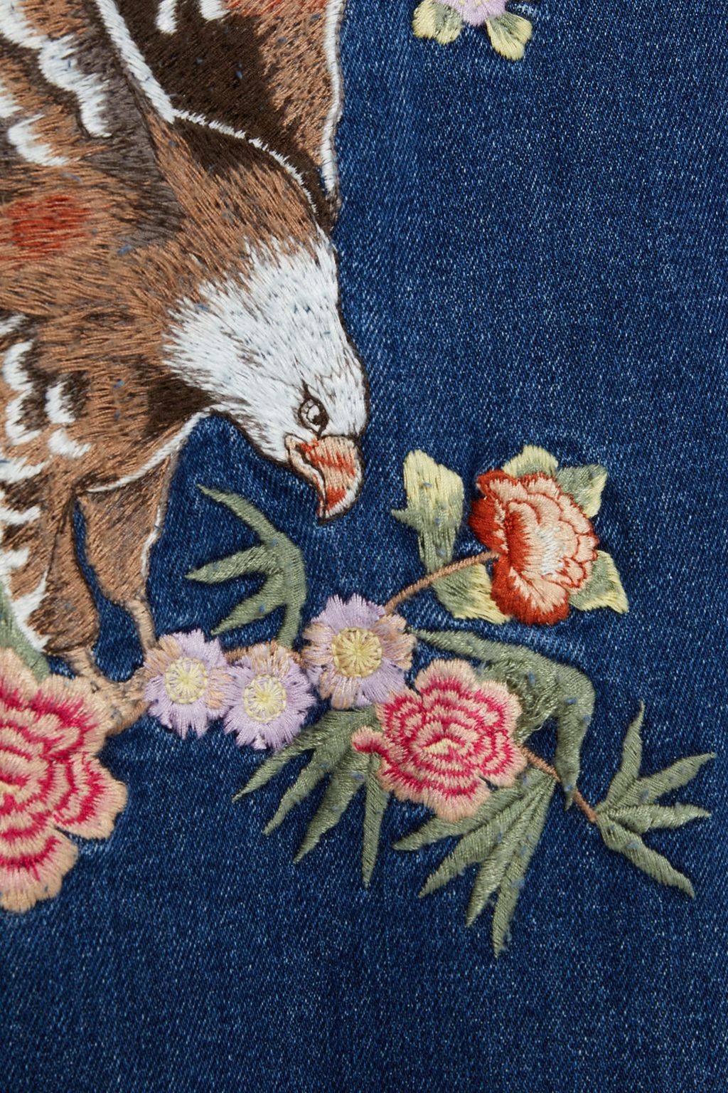 REDVALENTINO Embroidered distressed denim shirt