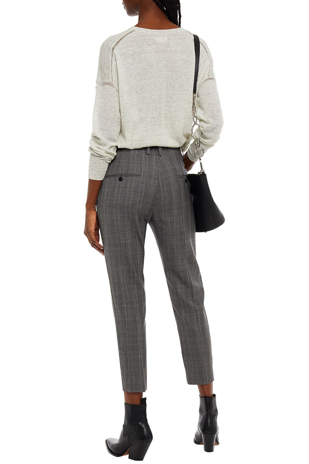 MARANT ÉTOILE Pleated Prince of Wales checked wool tapered pants