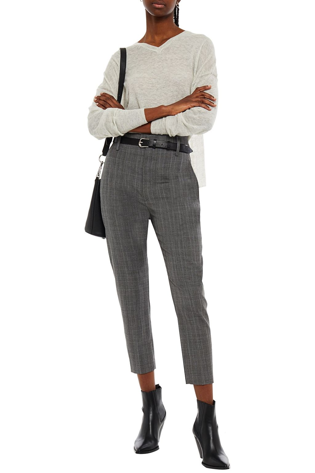 MARANT ÉTOILE Pleated Prince of Wales checked wool tapered pants