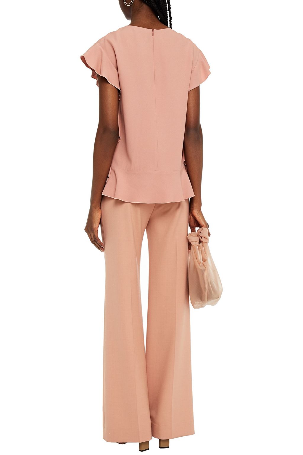 REDVALENTINO Ruffled satin-crepe top
