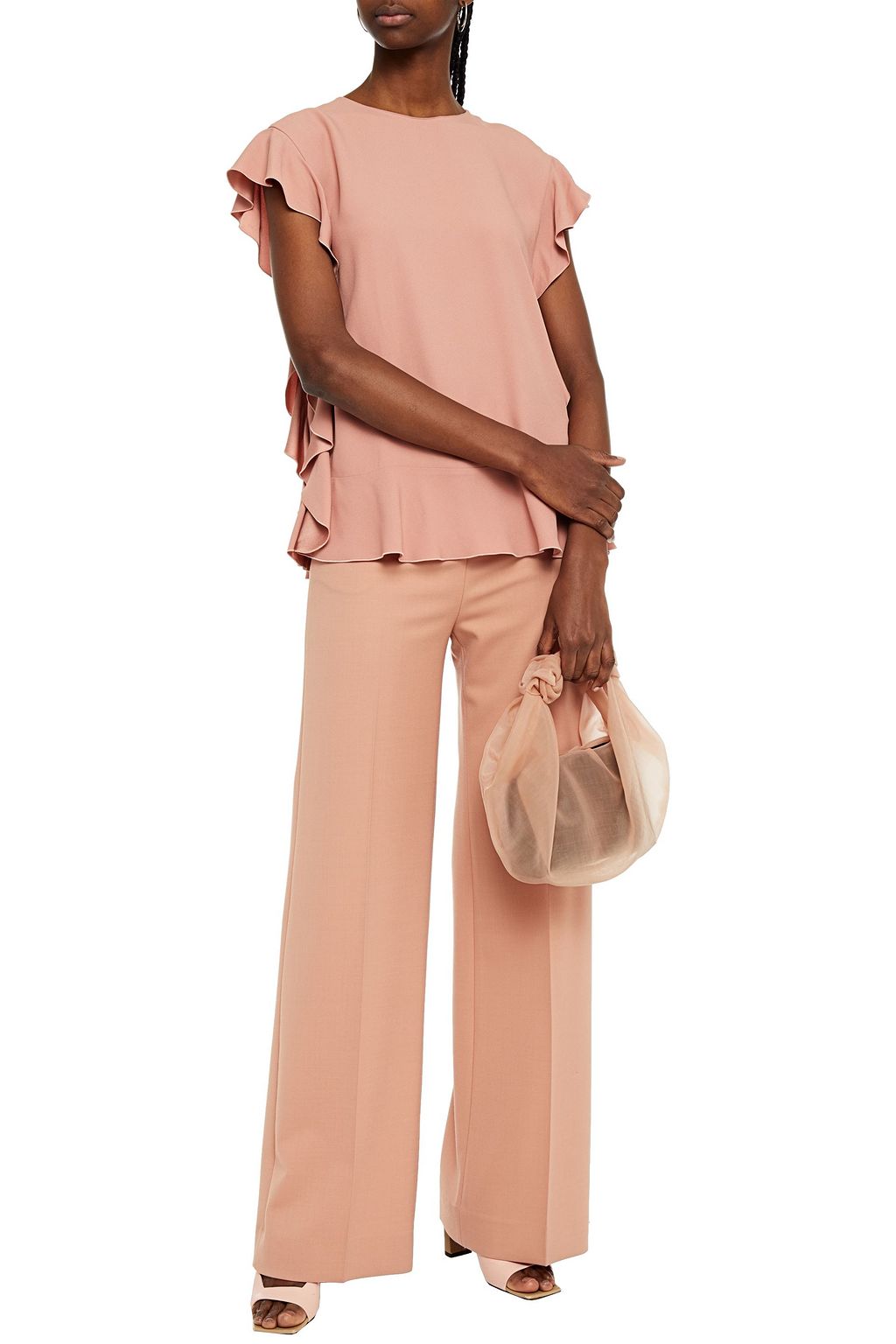 REDVALENTINO Ruffled satin-crepe top