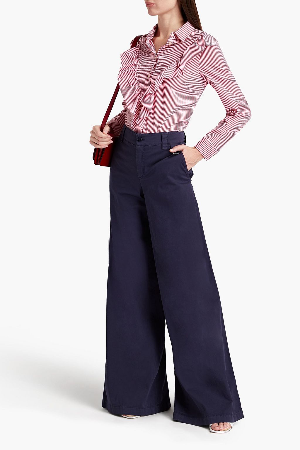 REDVALENTINO Cotton-blend twill wide-leg pants