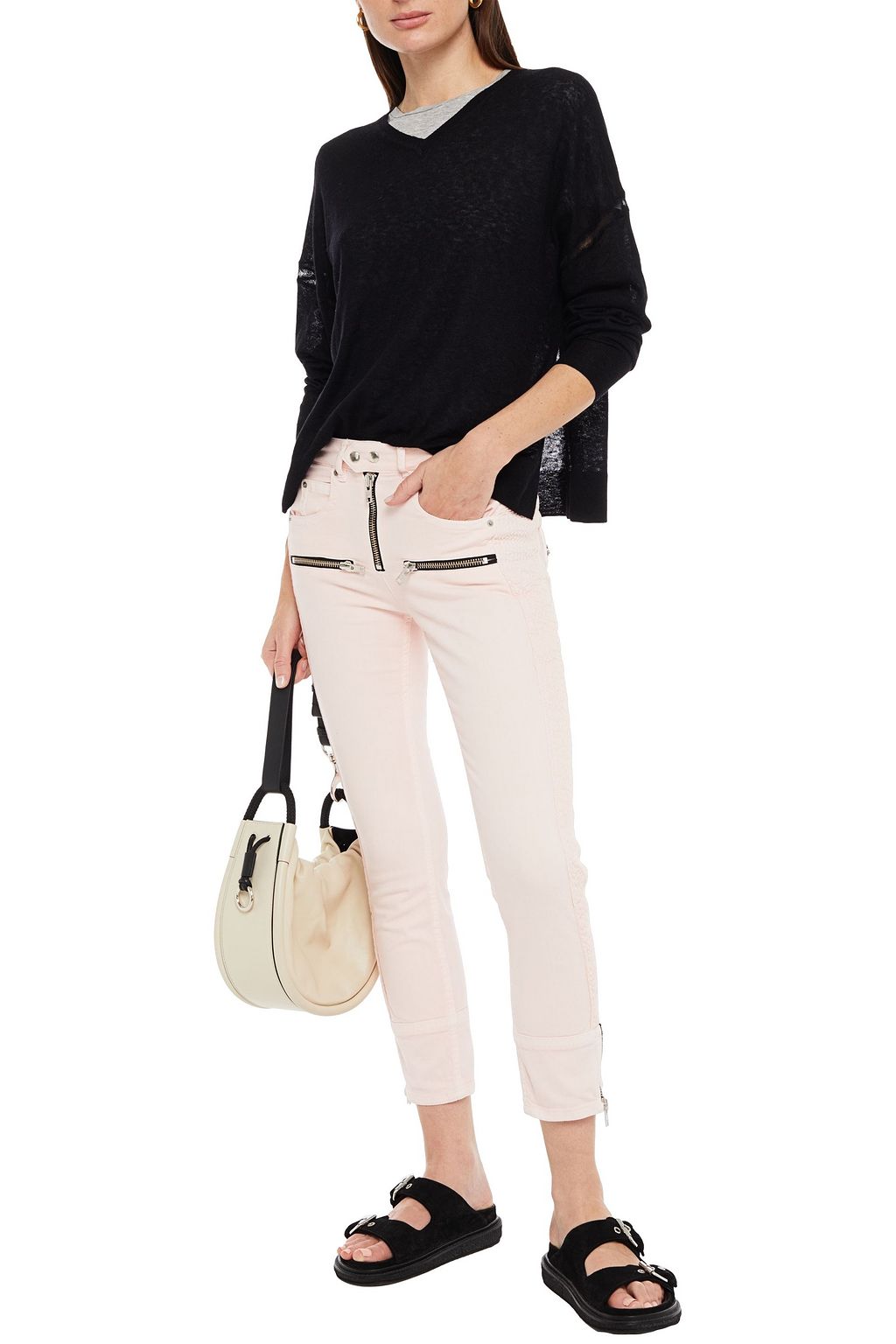 MARANT ÉTOILE Moto-style cropped mid-rise skinny jeans